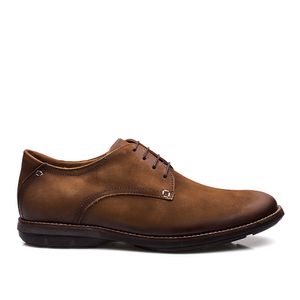 Sapato Masculino Casual Fascar Derby Marrom Em Couro