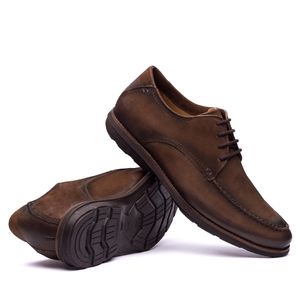 Sapato Masculino Casual Fascar Derby Marrom Em Couro