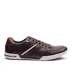 Sapatênis Masculino Casual Fascar Marrom Em Couro