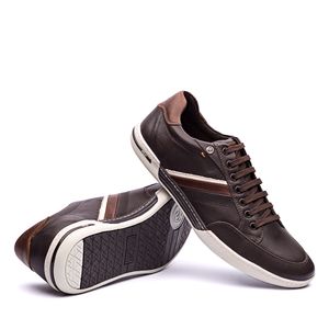 Sapatênis Masculino Casual Fascar Marrom Em Couro