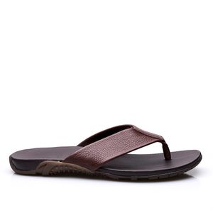 Chinelo Masculino Fascar Marrom Em Couro