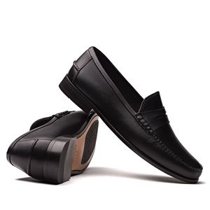 Mocassim Masculino Casual Fascar Penny Loafer Preto Em Couro