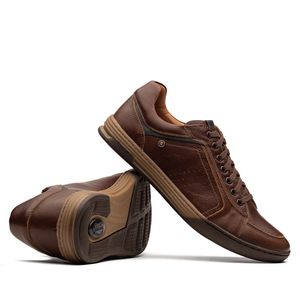 Sapatênis Masculino Casual Fascar Marrom Em Couro