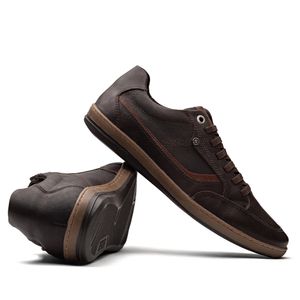 Sapatênis Masculino Casual Fascar Izi Marrom Em Couro