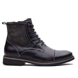 Coturno Masculino Fascar Preto Em Couro