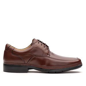 Sapato Masculino Social Fascar Lite Derby Marrom Em Couro