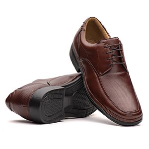 Sapato Masculino Social Fascar Lite Derby Marrom Em Couro