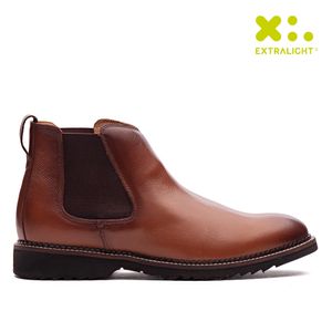 Bota Masculina Casual Fascar Extralight Chelsea Marrom Em Couro