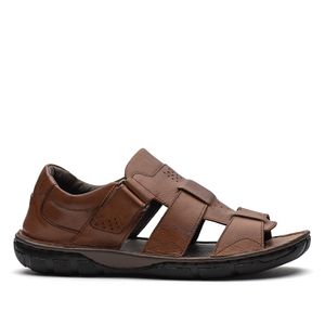 Sandália Masculina Fascar Marrom Em Couro