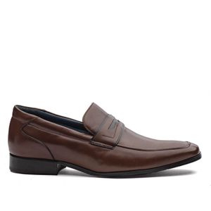 Mocassim Masculino Social Fascar Airtech Penny Loafer Marrom Em Couro