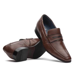 Mocassim Masculino Social Fascar Airtech Penny Loafer Marrom Em Couro