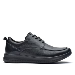 Sapato Masculino Casual Fascar Lite Derby Preto Em Couro