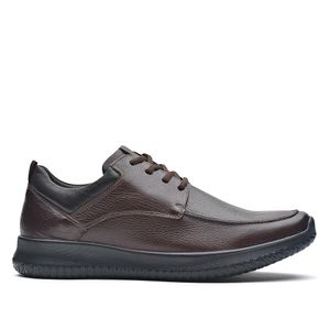 Sapato Masculino Casual Fascar Lite Derby Marrom Em Couro