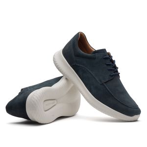 Sapato Masculino Casual Fascar Lite Derby Azul-Marinho Em Couro