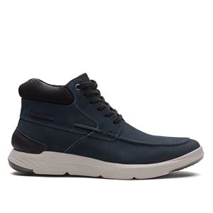 Tênis Masculino Casual Cano Alto Fascar Azul-Marinho Em Couro
