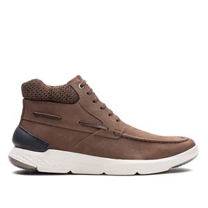 Tênis Masculino Casual Cano Alto Fascar Marrom Em Couro