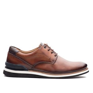 Sapato Masculino Casual Fascar Lite Derby Marrom Em Couro