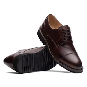 Sapato Masculino Social Fascar Extralight Derby Cap Toe Marrom Em Couro