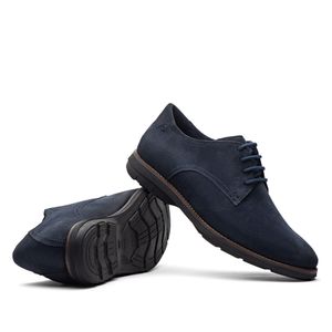 Sapato Masculino Casual Fascar Derby Azul-Marinho Em Couro