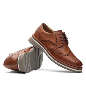 Sapato Masculino Casual Fascar Derby Brogue Marrom Em Couro