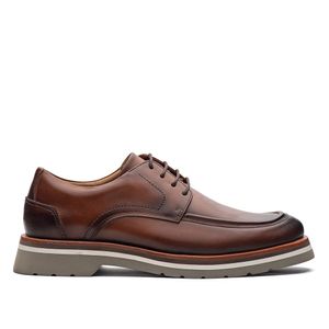 Sapato Masculino Casual Fascar Derby Marrom Em Couro