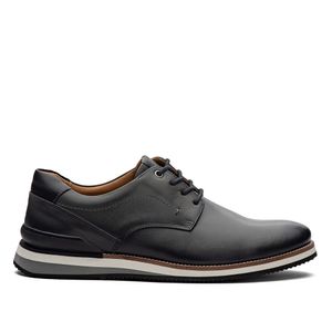 Sapato Masculino Casual Fascar Lite Derby Cinza Em Couro