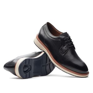 Sapato Masculino Casual Fascar Derby Preto Em Couro