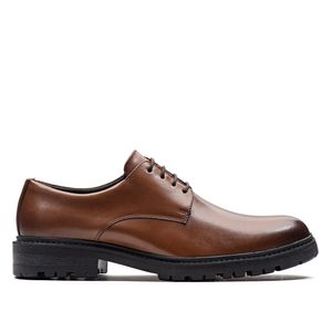 Sapato Masculino Casual Fascar Derby Marrom Em Couro