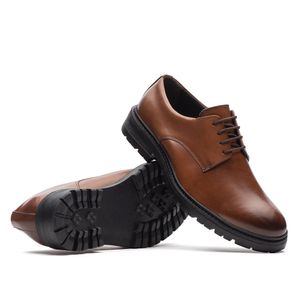 Sapato Masculino Casual Fascar Derby Marrom Em Couro