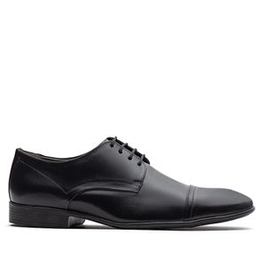 Sapato Masculino Social Fascar Derby Cap Toe Preto Em Couro