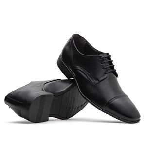 Sapato Masculino Social Fascar Derby Cap Toe Preto Em Couro