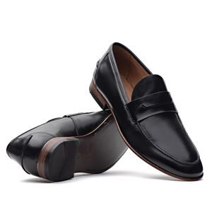 Mocassim Masculino Social Fascar Preto Em Couro