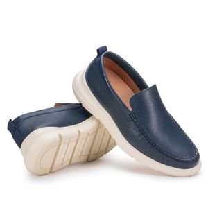 Mocassim Masculino Casual Fascar Lite Azul Em Couro