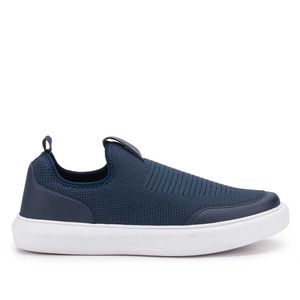 Tênis Masculino Casual Fascar Izi Azul Em Knit e Couro