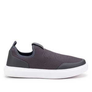 Tênis Masculino Casual Fascar Izi Cinza Em Knit e Couro