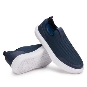 Tênis Masculino Casual Fascar Izi Azul Em Knit e Couro
