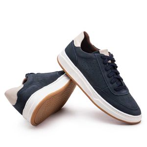 Tênis Masculino Casual Fascar Azul-Marinho Em Couro