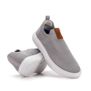 Tênis Masculino Casual Fascar Izi Cinza Em Knit
