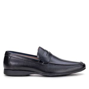 Mocassim Masculino Casual Fascar Viseu Penny Loafer Preto Em Couro