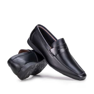 Mocassim Masculino Casual Fascar Viseu Penny Loafer Preto Em Couro