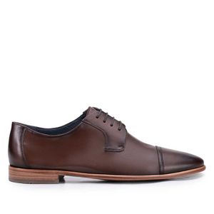 Sapato Masculino Social Fascar Derby Cap Toe Marrom Em Couro