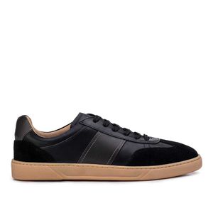 Tênis Masculino Casual Fascar Preto Em Couro