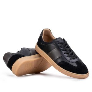 Tênis Masculino Casual Fascar Preto Em Couro