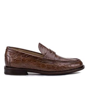 Mocassim Feminino Fascar Marrom Salto Baixo Em Couro