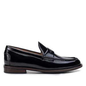 Mocassim Feminino Fascar Preto Salto Baixo Em Couro