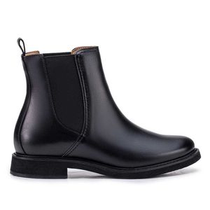 Bota Casual Feminina Fascar Chelsea Preta Salto Baixo Em Couro