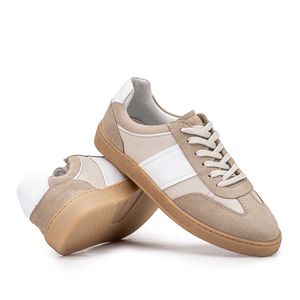 Tênis Feminino Fascar Bege Em Couro