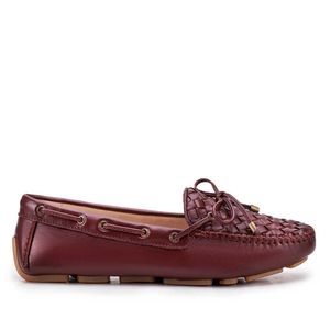 Mocassim Feminino Fascar Vinho Sálvia Em Couro