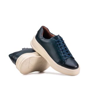 Tênis Masculino Casual Fascar Izi Azul Em Couro