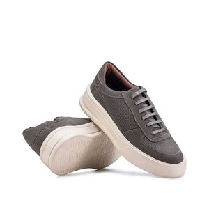 Tênis Masculino Casual Fascar Cinza Em Couro